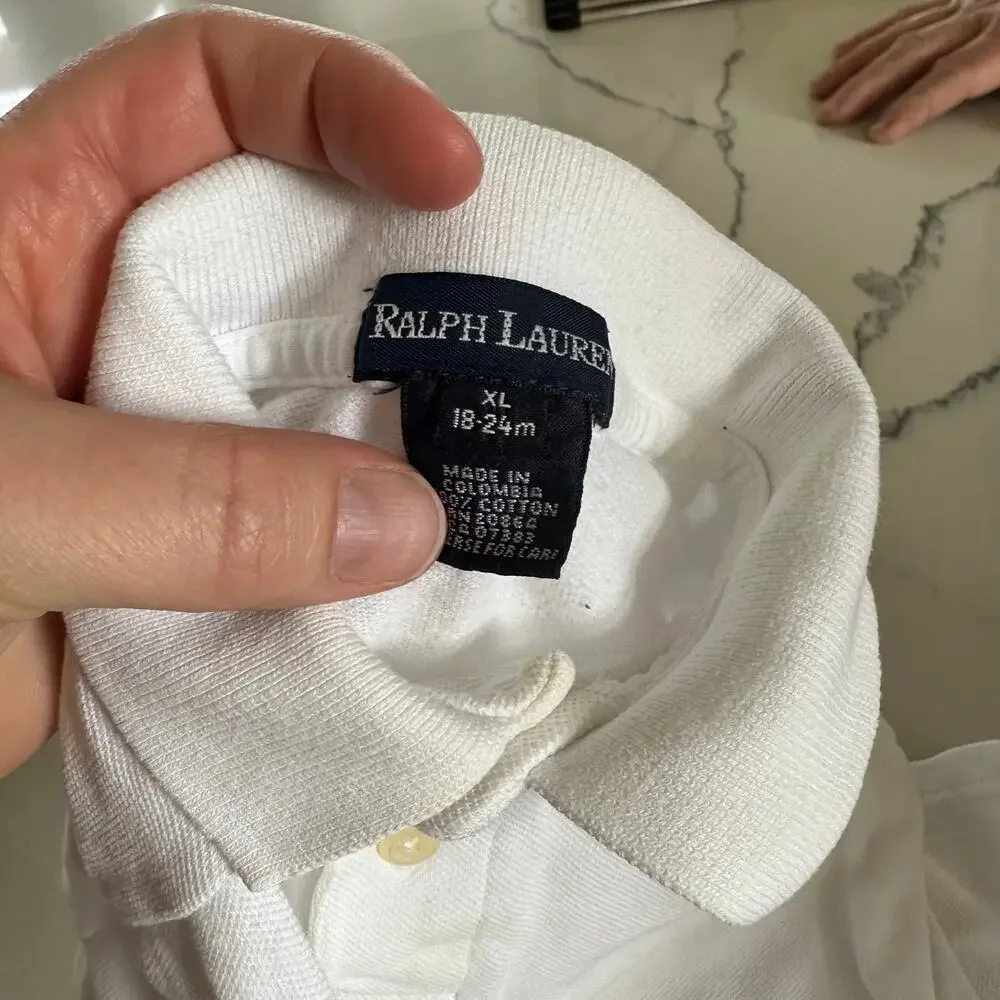 Ralph Lauren White Polo Shirt - Boys 18-24 Months - Stains